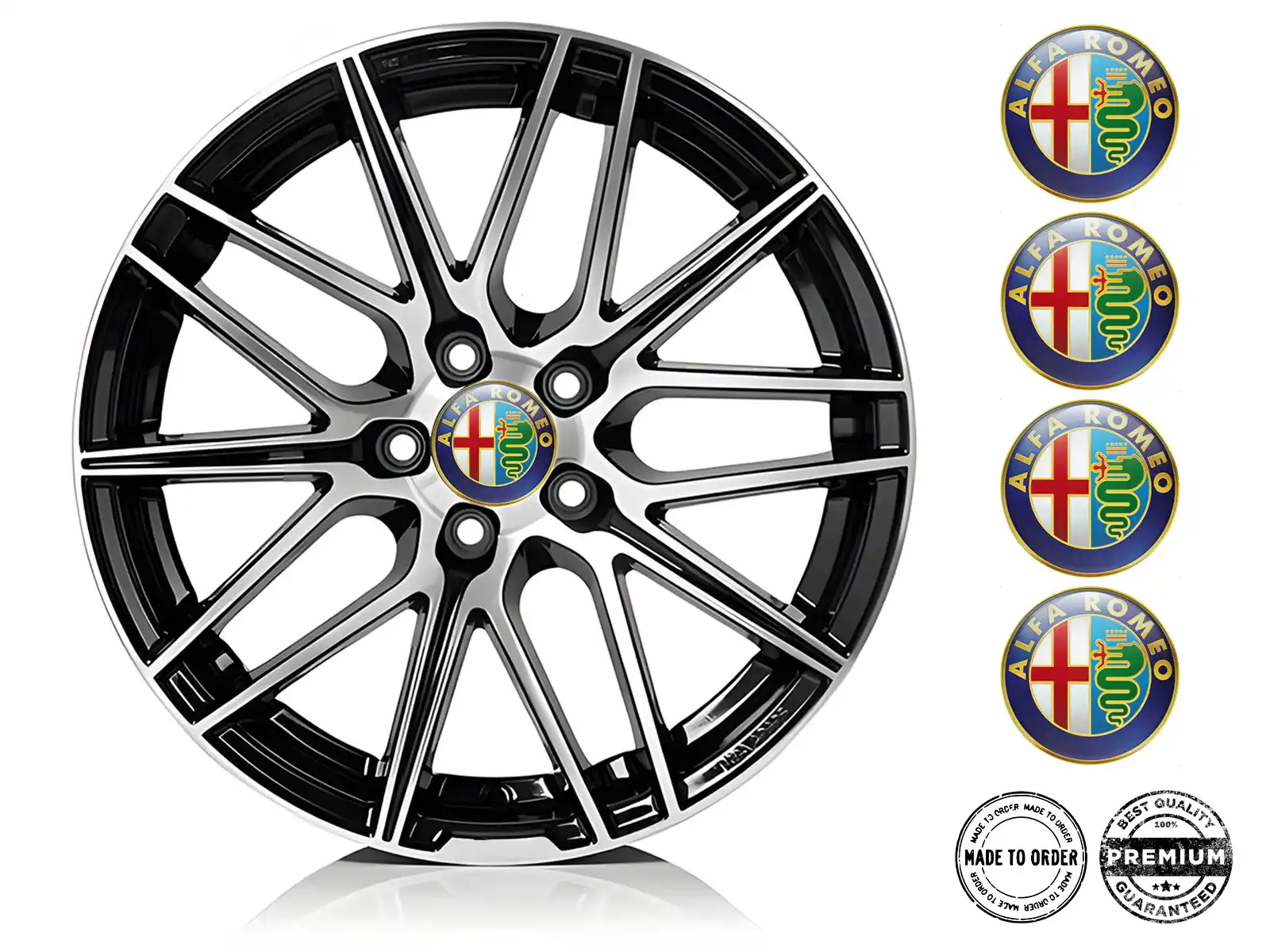 Alfa Romeo Pegatina de Rueda Logo Diseño de Resina Bombada